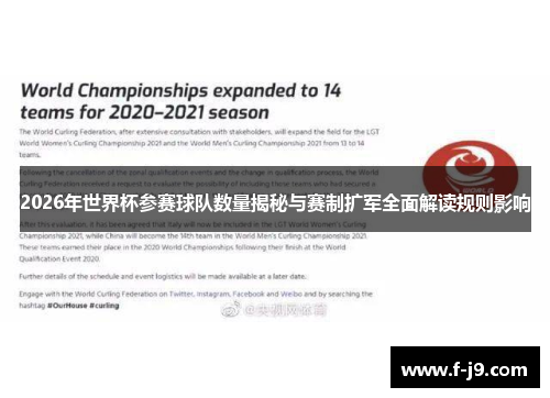 2026年世界杯参赛球队数量揭秘与赛制扩军全面解读规则影响 2026年世界杯参赛球队数量揭秘与赛制扩军全面解读规则影响